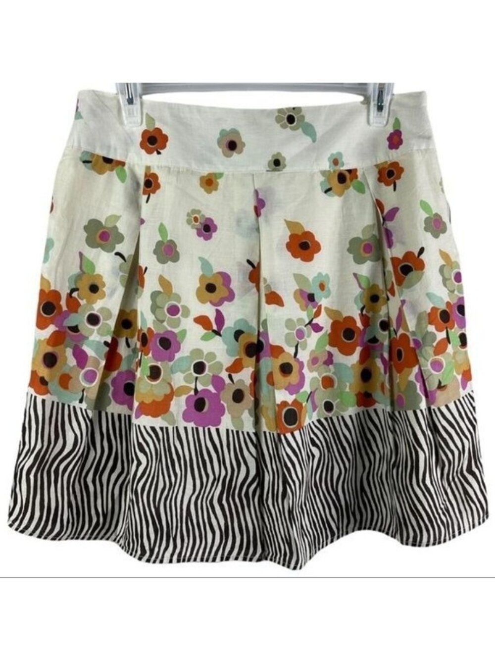 Studio JPR Cream Floral Zebra Skirt 34x22.5 PXL NWT fun lined cotton